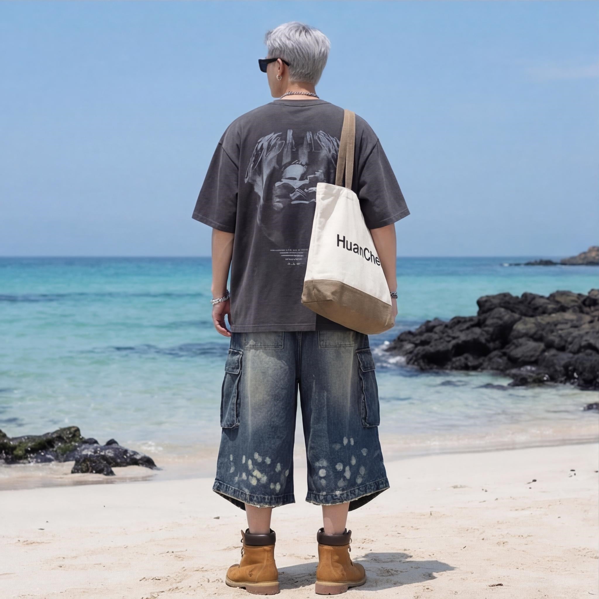 New American Style Multi-Pocket Cargo Denim Shorts