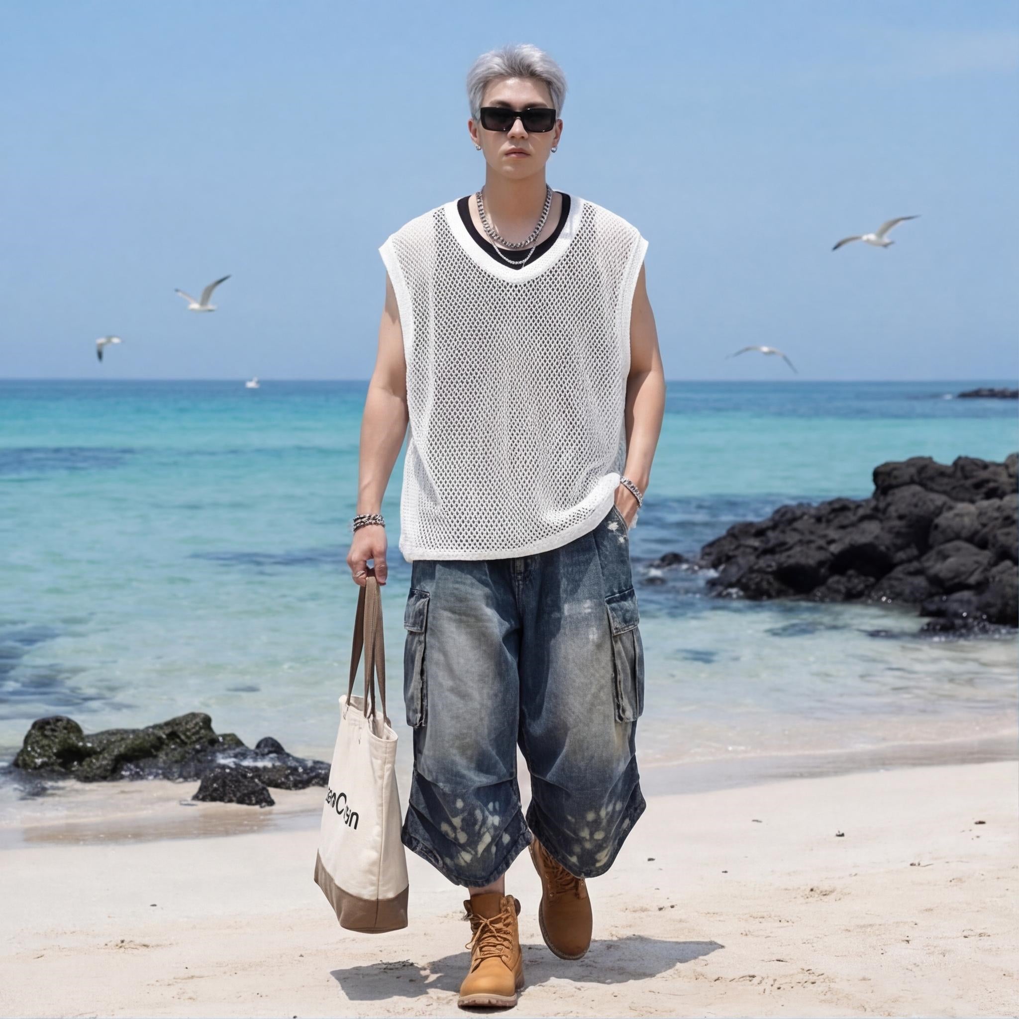 New American Style Multi-Pocket Cargo Denim Shorts