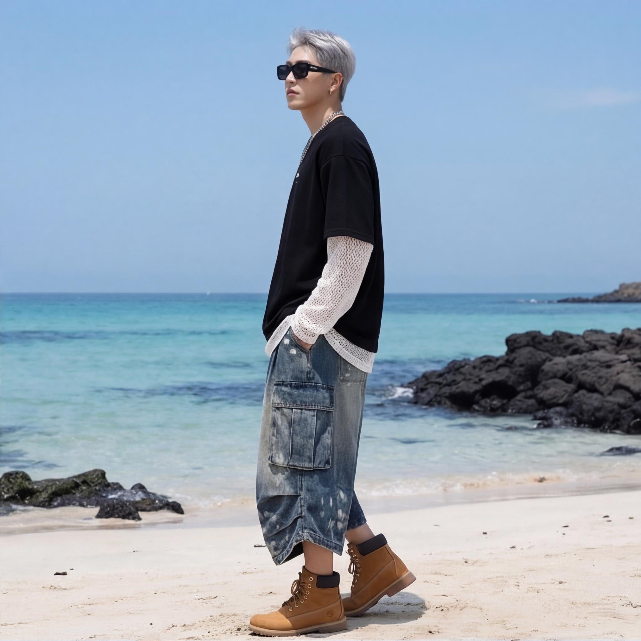 New American Style Multi-Pocket Cargo Denim Shorts